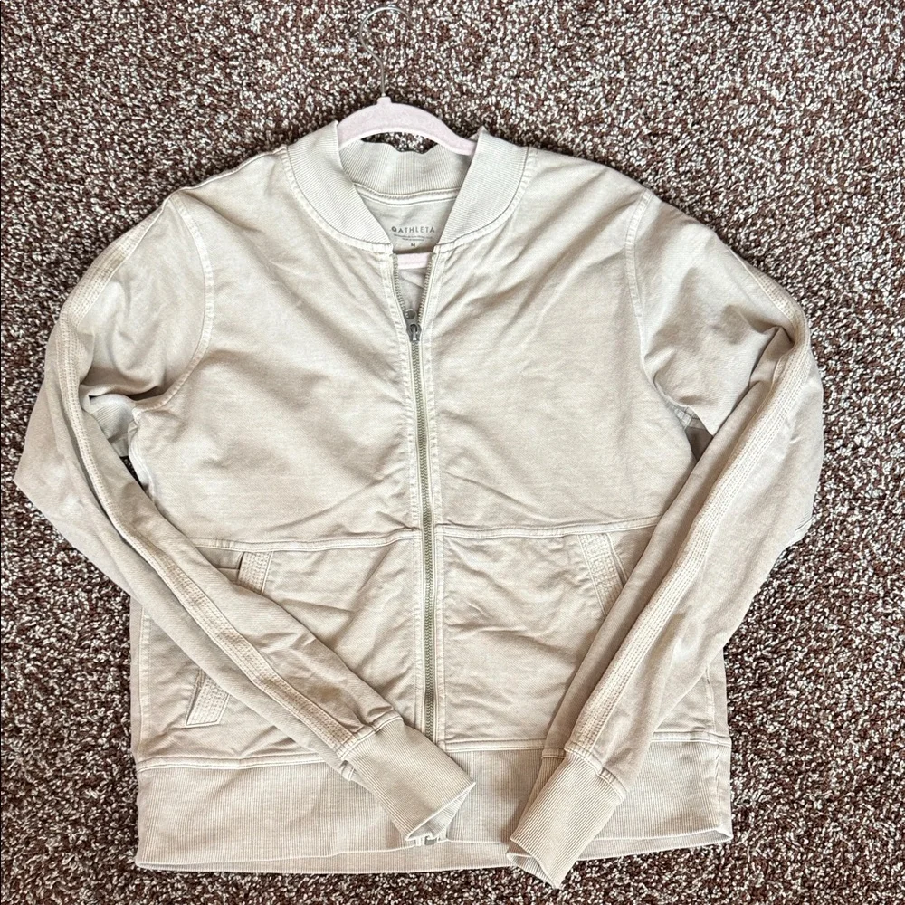 Athleta Light Tan Ribbed Jacket - Picture 1 of 3